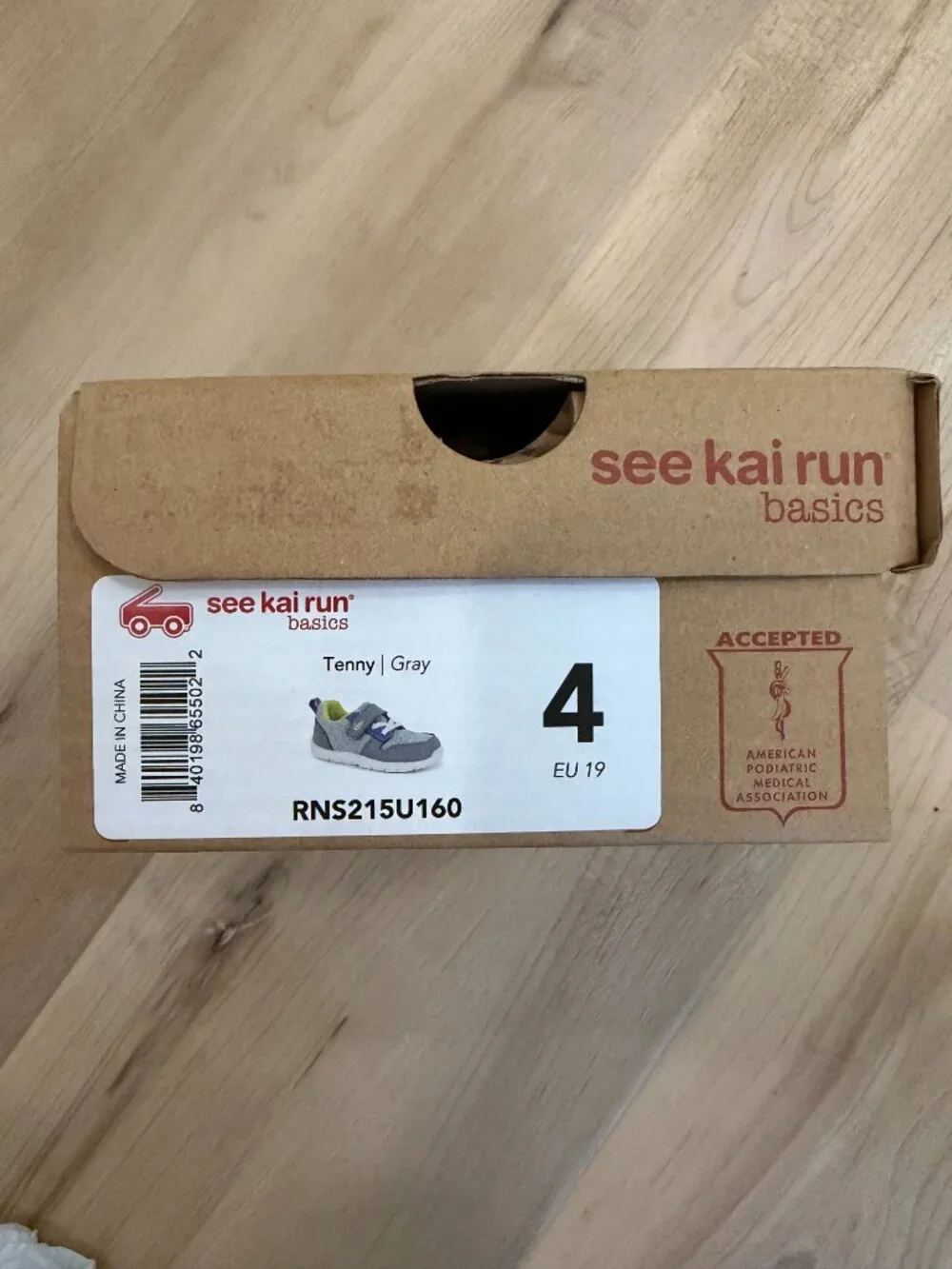 See Kai Run Basics Gray and Lime Toddler Tenny Sneakers Size 4